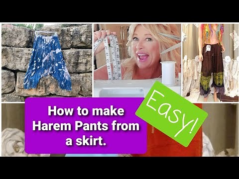 How to make Harem Pants from a skirt, sewing tutorial.
