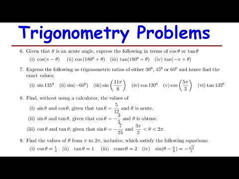 Trigonometric Function Tutorial Sheet 5