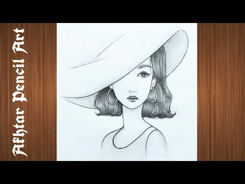 How To Draw A Girl Wearing Hat Step By Step, Pencil Sketch, Girl Drawing Tutorial.