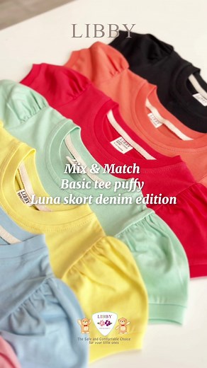 Mix & Match Luna Skort Denim dan Basic Tee Puffy