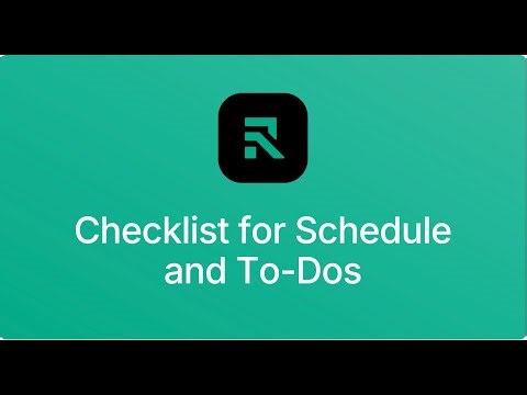 Checklist for Schedule and To Dos