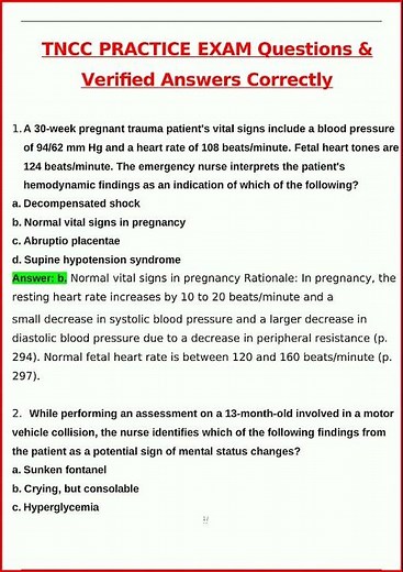 Tncc Practice Exam Latest Actual Questions And Verified Answ video