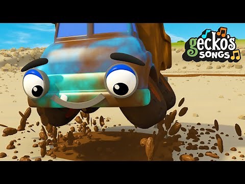 5 Muddy Trucks Song | 5 Little Dumper Trucks | Nursery Rhymes & Kids Songs | Gecko's Garage