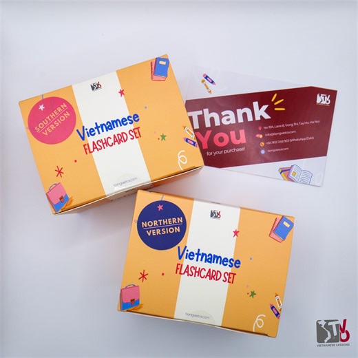 🎁 The perfect gift for your friends and family is here—our Vietnamese Flashcards Gift Set! 🌟 Choose 5 out of 9 topics— Basic Verbs/Adjectives/Nouns, Family, Occupations, Feelings and Emotions, Travels, Food, and Relationships—to create a personalized learning experience. 🥳 Available in both Northern & Southern dialects with an audio guide, each card comes with practical vocabulary, images, and sample sentences. ✨ Don't miss out on our special discounted price! Visit https://www.tiengvietoi.co