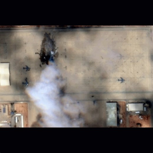 At least one KC-135 was spotted hit TODAY in Saudi Arabia 🇸🇦 Prince Sultan AB apron used by US 🇺🇸👇"Iran 🇮🇷 satellite images" via @stellarman22 validated by my satellite image on RT.Disclaimer: I did use AI supervised edition to get rid of annotations without changing image.