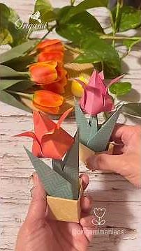 Easy and beautiful tulip arrangement #origami #papercraft #paperfolding #origamiart #diyprojects