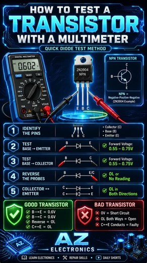 How to Test a Transistor with a Multimeter | NPN & PNP Transistor Testing Made Easy