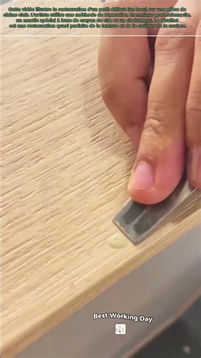 Réparation d'une surface en bois: cire fondue au chalumeau