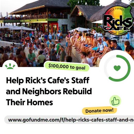 In the wake of Hurricane Melissa, our hearts are heavy as we reflect on the challenges faced by many of our beloved team members. While Rick’s Café remains standing and we are deeply grateful that our structure endured, several of our dedicated staff have suffered devastating personal losses, homes damaged, belongings destroyed, and livelihoods disrupted. We have created a GoFundMe to assist our staff in rebuilding their lives. Every contribution, no matter the size, will go directly toward help