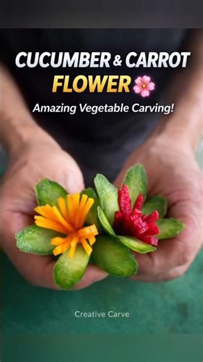 🥒🥕 Vegetable Flower Art With Cucumber & Carrot 🥒🥕 #shortsfeed #fruit #food #vegetablecarving