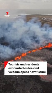 Tourists and residents have been evacuated as a volcano in south-western Iceland opened a new fissure. It stretches 1.2km and has breached the earthen barrier meant to protect the nearby town. #volcano #eruption #iceland #evacuation #worldnews #7NEWS | 7NEWS Brisbane