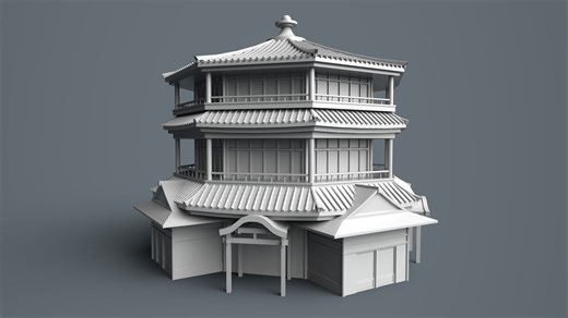 【八角楼】从拉box开始教你游戏场景模型布线，场景布线结构，3d场景案例教学