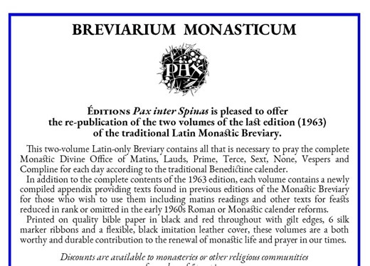 A New Edition of the Monastic Breviary from the Monastère Saint-Benoît