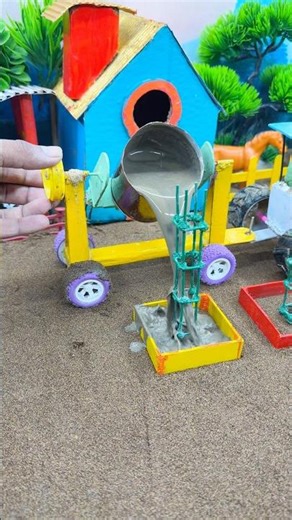 😱 Mini Tractor Brick Making Machine | Real Cement Block Factory DIY Construction #shorts