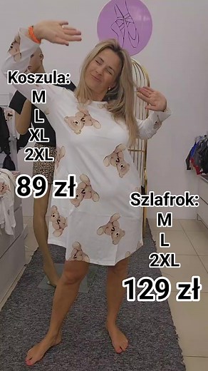 ✨ NOWOŚĆ! Idealny komplet na jesienne i zimowe wieczory ✨ Przytul się do… MISIA 🐻 Mamy dla Was przepiękną, bawełnianą koszulkę nocną w kolorze białym z uroczym printem misiów! Do kompletu dostępny jest także szlafrok w tym samym wzorze – razem tworzą duet idealny 💕 ✅ Koszulka: • Długi rękaw • Modne, praktyczne kieszonki • Rozmiary: M, L, XL, 2XL 💸 Cena: 89 zł ✅ Szlafrok: • Ten sam słodki print • Idealny na chłodne poranki i wieczory • Rozmiary: M, L, 2XL 💸 Cena: 129 zł To świetny pomysł na p