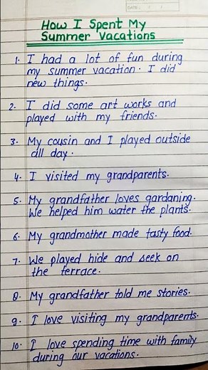 How I spent My Summer Vacation/10 lines on How I spent my summer vacation/Summer Vacation #shorts