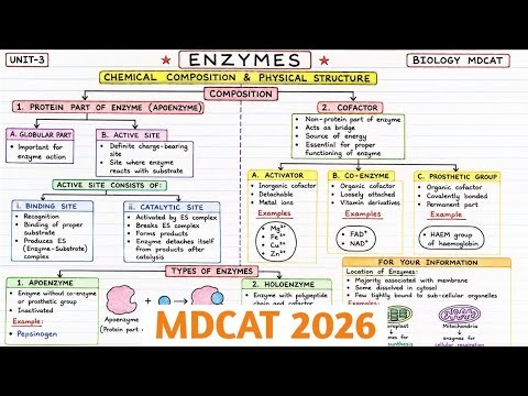 MDCAT 2026 | Enzyme MDCAT | Cofactor, Apoenzyme, Holoenzyme And Active Site | Unit 3