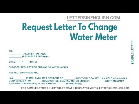 Request Letter To Change Water Meter - Sample Letter Requesting for Changing the Water Meter