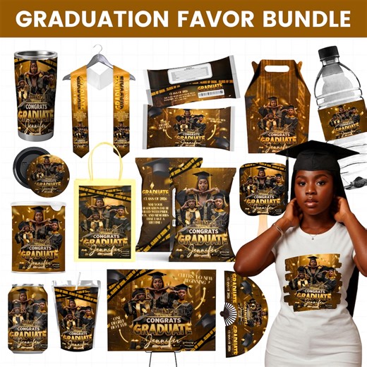 Graduation Party Favor Bundle, Class of 2026 Treat Bundle, Graduation Treats Design,party Favor Custom Water Labels, Graduation Chip Bags - Etsy