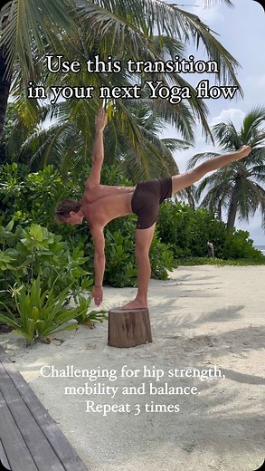 I’m a big fan of dynamic movements practiced with repetition in Yoga sequences. This is one that challenges your hip mobility in multiple ways - external rotation, abduction, flexion all while maintaining strength in balance. You can sneak this in as part of your flow, or have it as a stand alone drill during your class. To add an additional balance element, try rolling up a yoga towel and standing on it to bring in some instability. Wearing @aloyoga #yoga #yogaflow #vinyasa #strength #balance #