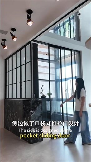 Bar sliding window with pocket door semi-open design #slidingdoor #slidingwindow #pocketdoor