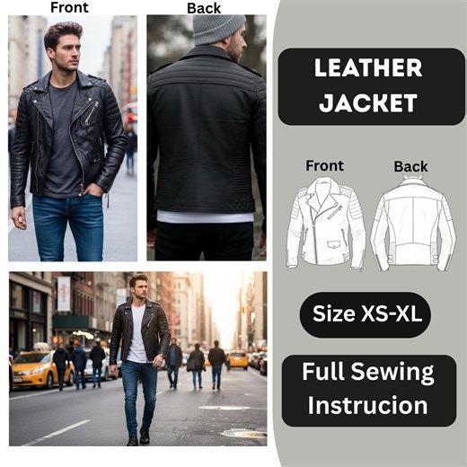 Men Leather Jacket Sewing Pattern PDF | Digital Download | A0 A4 US Letter | Jacket Pattern for Men - Etsy