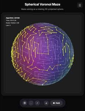 3D Maze: Spherical Voronoi Root with A* Algorithm