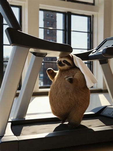 If this chubby sloth can crush his treadmill workout, so can you 🦥💪😂 No excuses — slow and steady wins the gains! #sloth #funnyanimals #workoutfail #gymhumor #treadmill #foryou