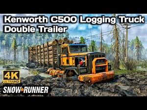 Kenworth C500 Logging Truck Double Trailer In SnowRunner Season 15 #snowrunner #offroad #truck