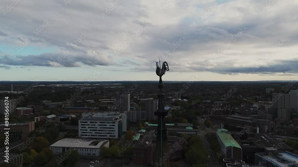 Weather vane rotating showing coventry city center