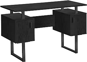 Monarch Specialties 7606 Computer Desk, Home Office, Laptop, Storage, 48" L, Work, Metal, Laminate, Black, Contemporary, Modern Desk-48 L Oak, 47.75" L x 20" W x 30" H