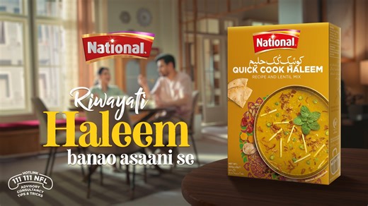 National Quick Cook Haleem se Haleem banana itna asaan jitna chutki bajaana 🫰😅! Bus 4 asaan steps mein: - Fry 🥘: Garam tel mein piyaaz ko sunehra honey tak talein, aur aadhi piyaaz aur adha tel/ghee nikaal lein. Gosht, adrak aur lehsan shaamil karke ek minute bhoonein. Ab National Quick Cook Haleem packet B daalein aur 5 minutes bhoonein. - Cook 👨‍🍳: 5-6 piyali paani shaamil karein. Dhak kar halki aanch per gosht galney tak pakayen. Galay huwe gosht ko lakri kay chamchay se achi tarha ghont