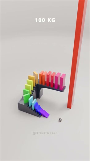Satisfying Blender Dominos Simulation Falling over Staires! #asmr #animation #blender