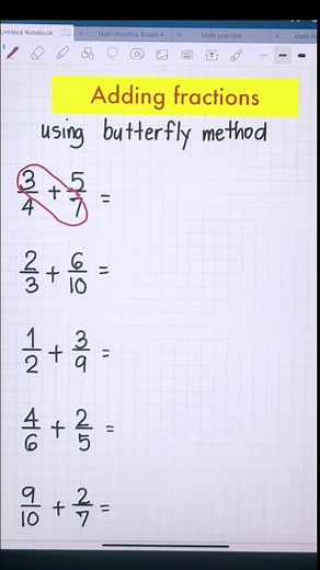 Adding Fractions using the butterfly method #fypシ゚viralシ #mathenicbyteachermarj #fypシ゚ #mathvideos #study | MATHenic by Teacher Marj