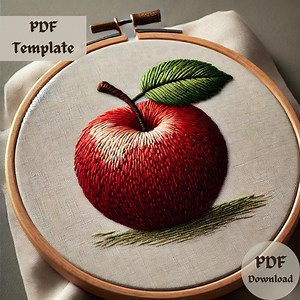 Red Apple Embroidery Pattern, Fruit Hand Embroidery Design, DIY Kitchen Decor PDF, Vibrant Hoop Art Template, Fresh Apple Stitching Design - Etsy