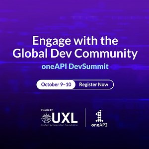 Join the global developer community at oneAPI DevSummit hosted by the UXL Foundation. Across two days in October, you’ll have the opportunity to share, learn, and explore the capabilities of #oneAPI through hands-on tutorials, demos, technical talks, panel discussions, and more, all while seeing how and why to democratize the GPU. Register for free: https://intel.ly/47MCqhW | Intel Developer Zone