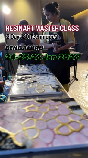 Ritesh Singla | Resin Artist | Wall Panels | Tables | Flooring on Instagram: "INDIA’S MOST POPULAR WORKSHOP IS COMING TO BANGALORE - hurry book your seat now 🏃🏃‍♀️🏃🏃‍♀️🏃‍♂️🏃🏃‍♀️🏃‍♂️🏃 RESIN MASTER CLASS - FULL #RESINART #COURSE BENGALURU - 24-25-26 JAN 2026 🎨🎨🎨👨‍🎨👩‍🎨👩‍🎨🎨🖌️🦿🎨🎨🎨l You will make and take back 5 projects. 3 DAYS 20 TECHNIQUES Venue - WHITE FIELD, BENGALURU You will learn 20 Techniques as below 1. Resin Table Casting (not coating) - 3D ocean / spices / 3D Layere