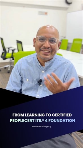 After attending and passing the PeopleCert ITIL®️ 4 Foundation course, En. Asrul Nazrin gained a strong understanding of the core ITIL®️ concepts and how the Service Value System (SVS) helps organizations create real business value through IT services. In this video, he shares how ITIL®️ 4 Foundation changed his perspective by helping him see IT not just as a technical support function, but as a key driver of business success. He also explains who should take this certification and why it is ben