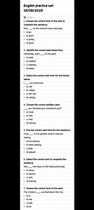 Verbs Practice Set (16/06/2025)Choose the correct form of the... | Filo