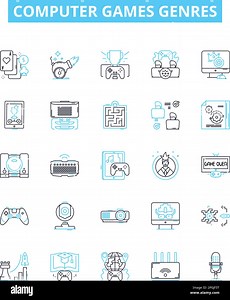 Computer games genres vector line icons set. Simulation, Shooter, Adventure, Puzzle, Strategy, Platformer, Racing illustration outline concept symbols Stock Vector Image & Art - Alamy