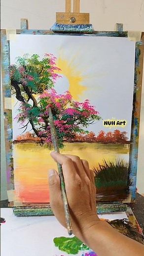 ink Blossom Tree Easy Painting | Relaxing Acrylic Art 🌸
