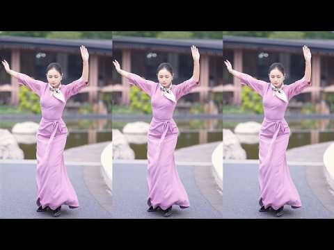 Learning Tibetan dance "Auspicious three birds" from Yongji, back view video