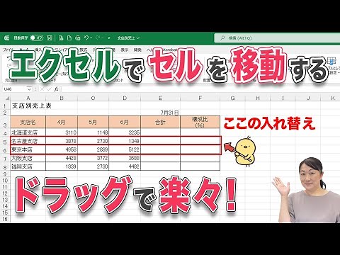 【エクセル 移動】エクセルでセルを楽に移動したいかた必見！エクセルでセルを移動する時はこの方法が一番効率的です！セルの入れ替えもこれでバッチリ！