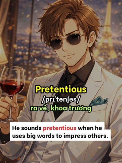pretentious (adj): ra vẻ, khoa trương #tuvungtienganh #vocabulary #fyp #hoctienganh #learnenglish