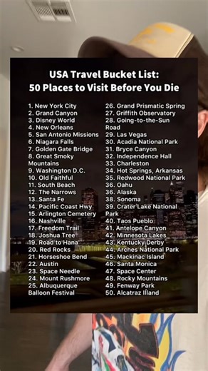 46K views · 54 reactions | Top 50 bucket list destinations in the USA! #travel #bucketlist #viralcontent #usa #usareels (produced by Chris Tuck) | Drama Club: Backstage Pass | Facebook