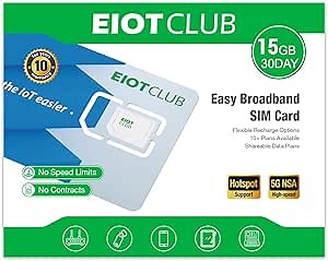 EIOTCLUB Data Only SIM Card - Prepaid 5G/4G LTE Network for Unlocked Device, No Contract, No Phone Number, Triple Cut 3-in-1