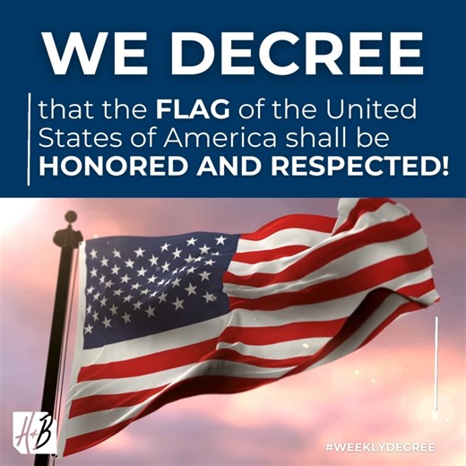 6.8K views · 563 reactions | #WeeklyDecree: We decree that the flag of the United States of America shall be honored and respected. We say that it shall be revered as the symbol that unites us as a nation and as a people. We prophesy that people everywhere will display and fly it proudly. #WeeklyDecree #GovernmentandNations #Honor #Flag #UnitedStates #BrendaKunneman | One Voice Ministries: Hank and Brenda Kunneman | Facebook