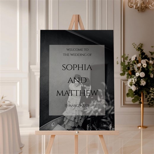 Wedding Photo Welcome Sign | Printable Classic Wedding Welcome Board | Editable Wedding Ceremony Sign Template - Etsy