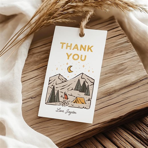 Camping Thank You Tag, Outdoor Gift Tag, Editable Blast Favor Label, Kids School Classroom Treats, Printable 275 - Etsy
