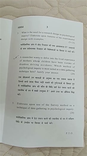 Foundations Of Inquiry in Psychology GE DU PYQs